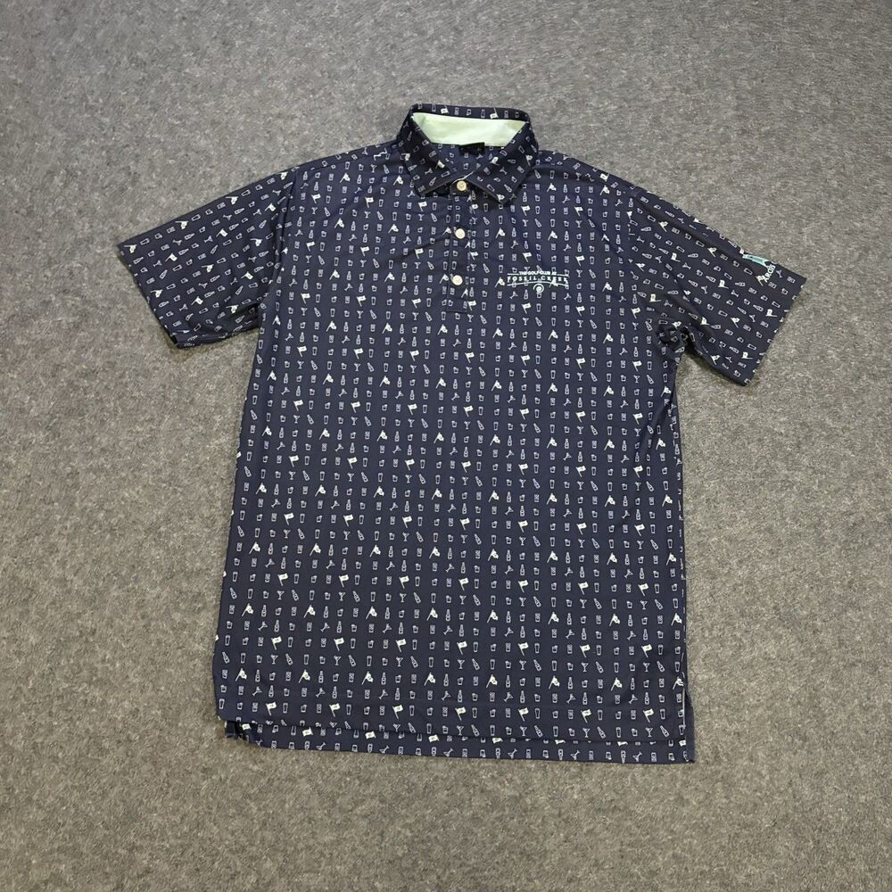 FootJoy Polo Shirt Mens Medium Graphic Print Golf Performance Stretch Cocktail